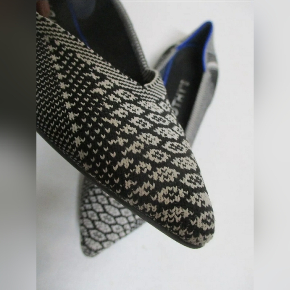 Rothys The Point Retired Black White Python Washa… - image 3